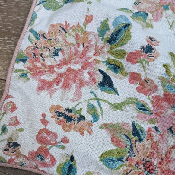 2 Lacourte Julius 14" x 26" Embroidered Floral Throw Pillow Covers Pastel Pink - Picture 2 of 8